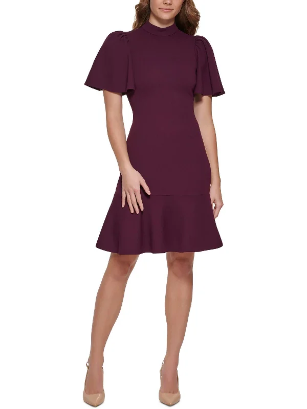 Womens Mock-Neck Knee Fit & Flare Dress Get The Latest Trends