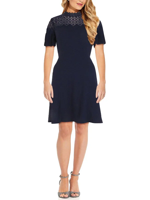 Womens Mockneck Knee Fit & Flare Dress Final Sale