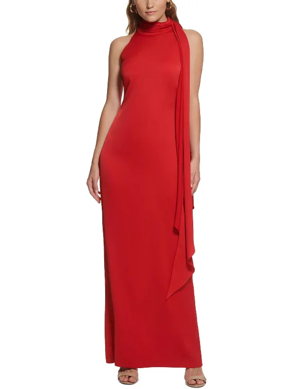 Womens Satin Halter Evening Dress Trendy Women's Wear