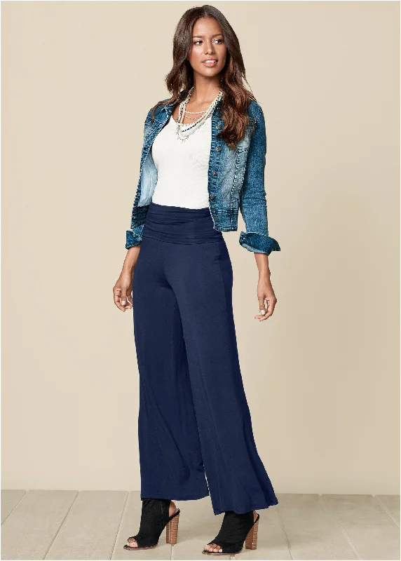 Easy Foldover Pants - Navy Sophisticated Outfits